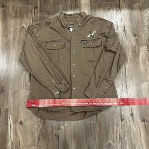 Remington Outdoor Shirt Brown Button Up Mallard Duck Embroidery Men's XL Vintage